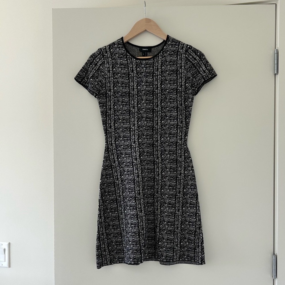 Theory Wool Black and Gray Mini Dress